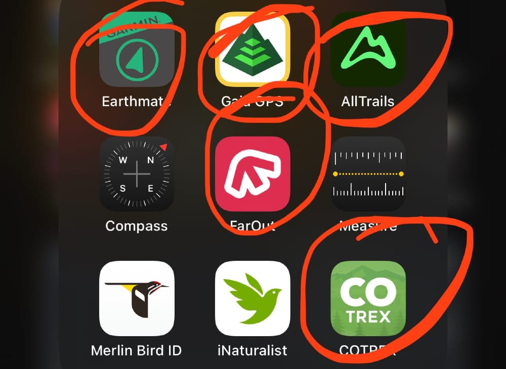 an array of trail and map apps on a phone for ultralight backpacking ensures you can find your way without a paper map