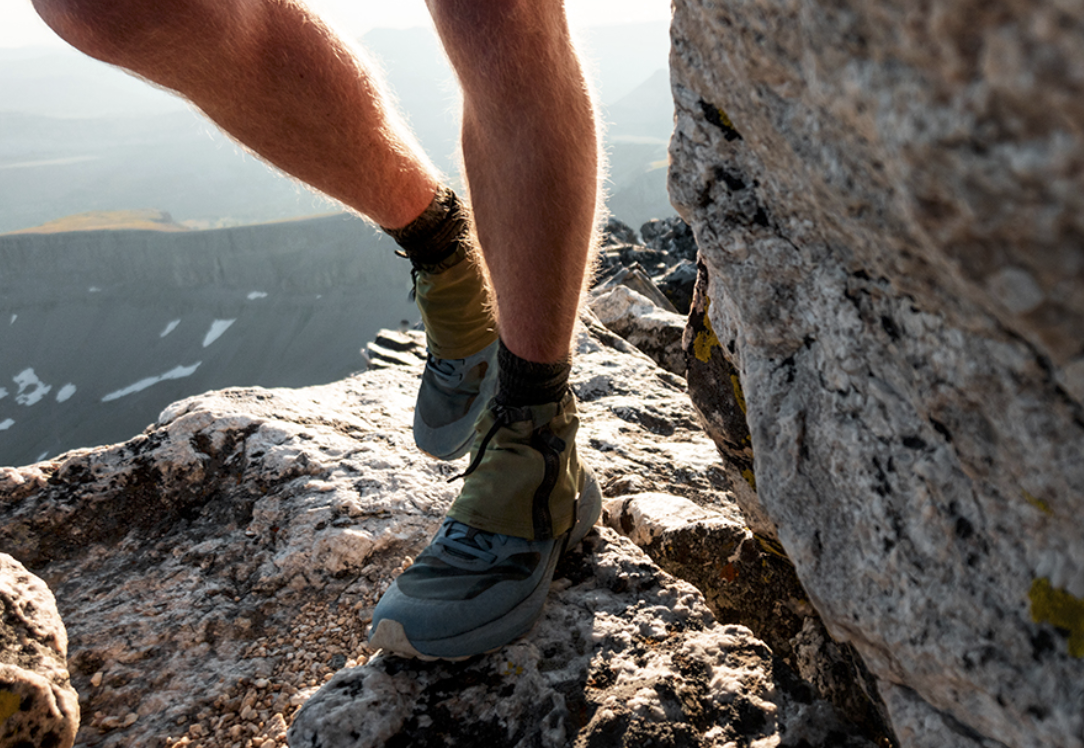 lightweight gaiters being used in the southwest on a hike