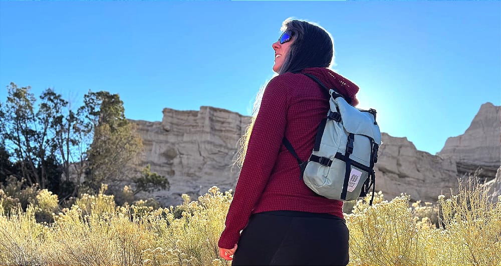 TOPO Designs Rover Mini Backpack on a hiker in the southwest