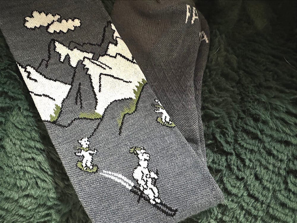 a close up of the sebastian alpaca wool ski socks by paka