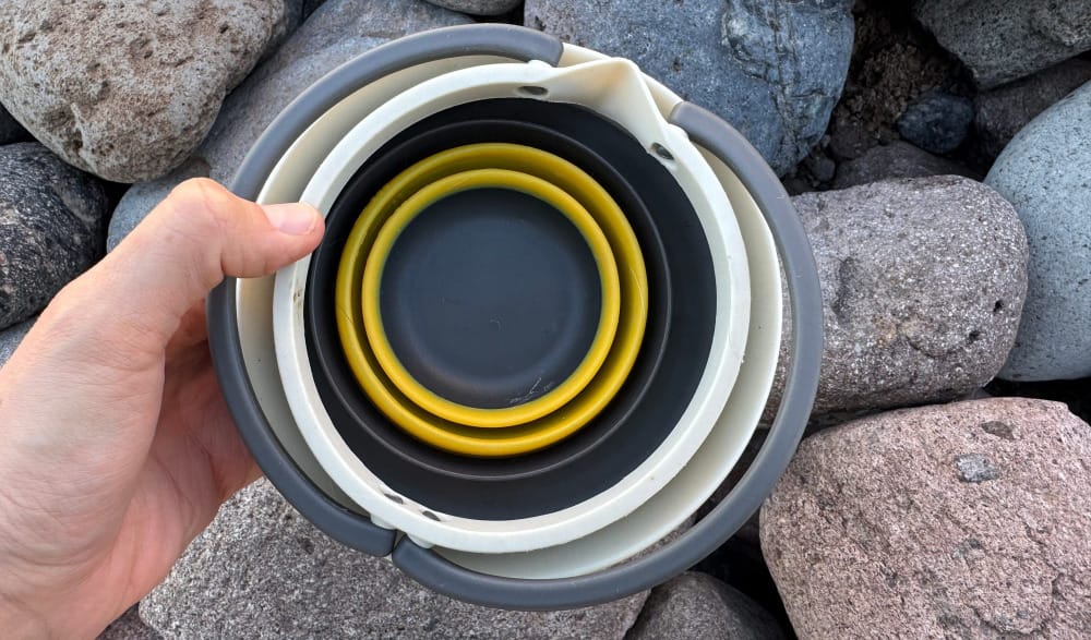 Frontier Ultralight Collapsible Kettle By Sea To Summit nestled with the Frontier collapsible cup on a backpacking trip