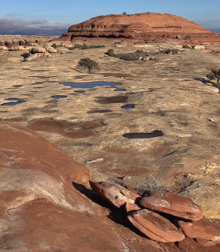 a high vista overlook view on the Salt Flat and Big Spring Canyon Loop in Canyonlands National Park