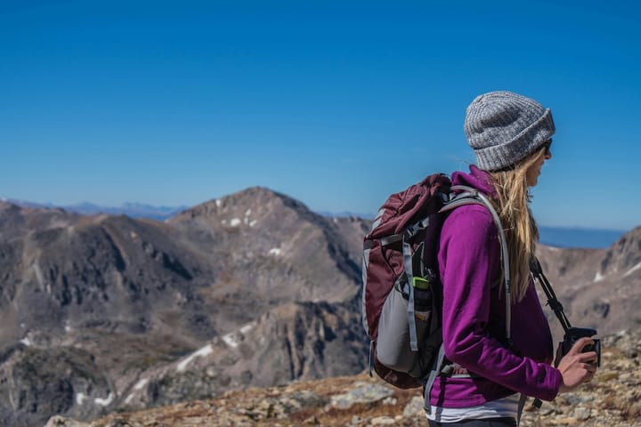 a woman on her first mountain hike 